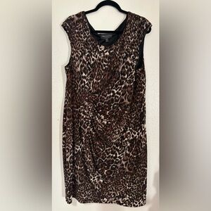 Connected Apparel Animal Print Brown Dress Size 20W